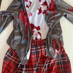 4 Piece Zombie Schoolgirl Halloween Costume